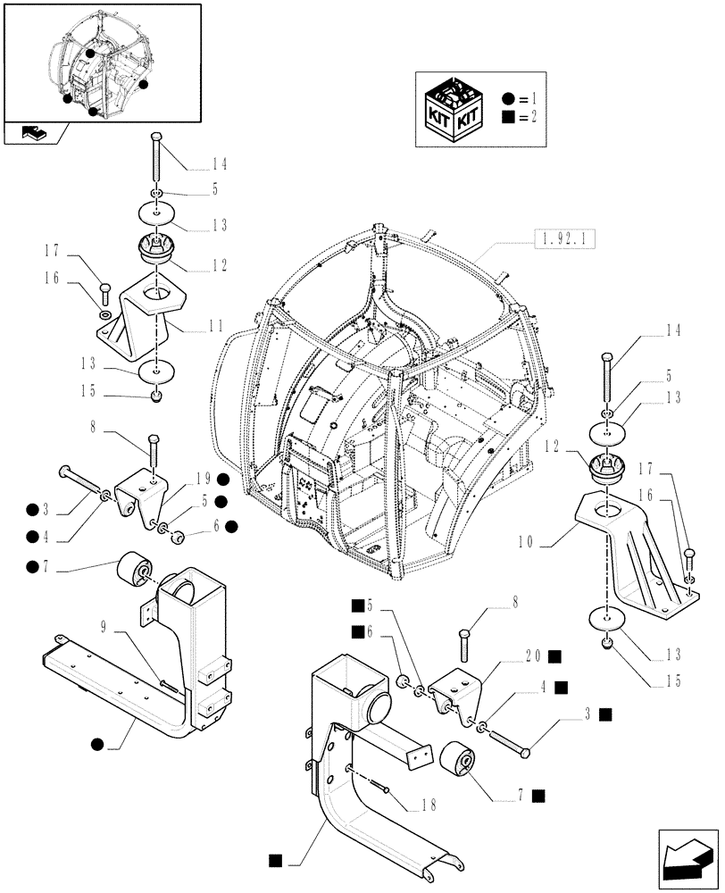 Схема запчастей Case IH PUMA 140 - (1.92.6) - CAB SUPPORTS (10) - OPERATORS PLATFORM/CAB