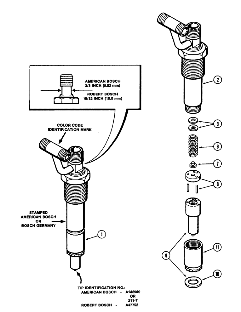Схема запчастей Case IH 3294 - (3-054) - FUEL INJECTOR NOZZLE, 504BDT DIESEL ENGINE, RED COLOR CODE IDENITFICATION (03) - FUEL SYSTEM