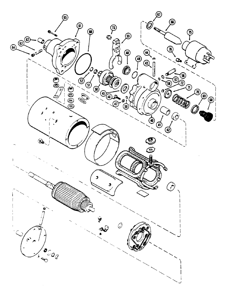 Схема запчастей Case IH 1175 - (063E) - A64907 STARTER, USED TRACTOR SERIAL NUMBERS 8896753 TO 8814501 (04) - ELECTRICAL SYSTEMS