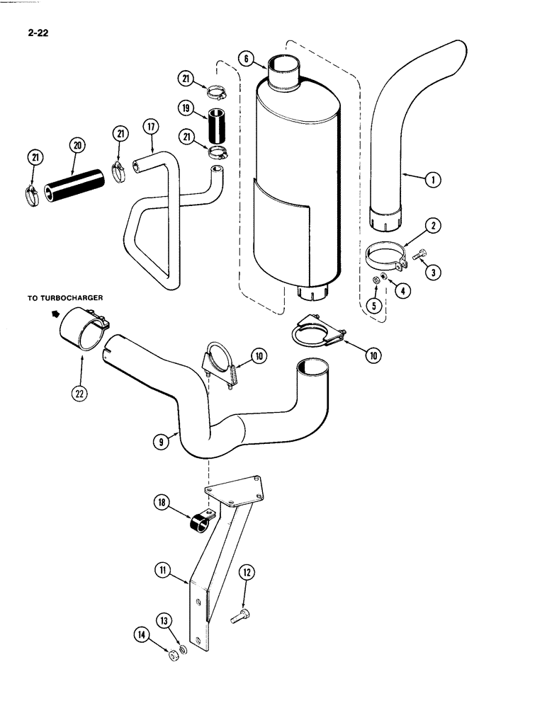 Схема запчастей Case IH 4494 - (2-022) - MUFFLER AND ASPIRATOR, 504BDT DIESEL ENGINE (02) - ENGINE