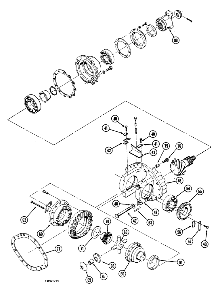 Схема запчастей Case IH 9150 - (6-080) - AXLE ASSEMBLY, DIFFERENTIAL AND CARRIER, K598.60/70 SERIES, (CONT) (06) - POWER TRAIN