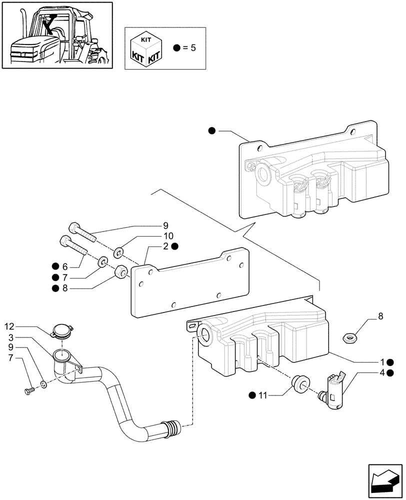 Схема запчастей Case IH PUMA 210 - (1.91.5[01]) - WINDSHIELD WIPER TANK (10) - OPERATORS PLATFORM/CAB