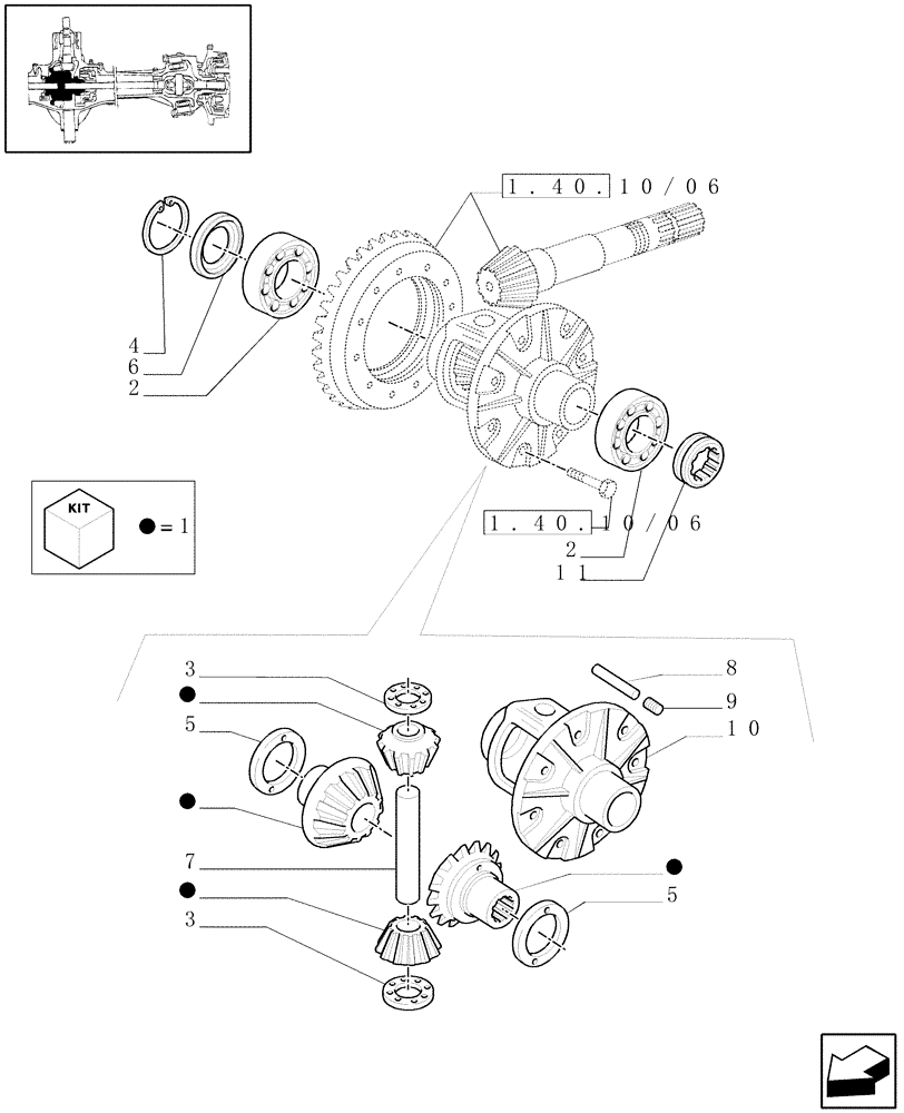 Схема запчастей Case IH MAXXUM 115 - (1.40.10/07) - (CL.3) FRONT AXLE WITH DOG CLUTCH LESS STEERING SENSOR - DIFFERENTIAL (VAR.330416) (04) - FRONT AXLE & STEERING