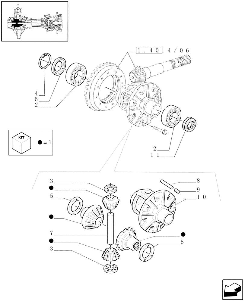 Схема запчастей Case IH MAXXUM 130 - (1.40. 4/07[01A]) - (CL.3) SUSPENDED FRONT AXLE WITH DOG CLUTCH AND STEERING SENSOR - DIFFERENTIAL - D5954 (VAR.330414) (04) - FRONT AXLE & STEERING