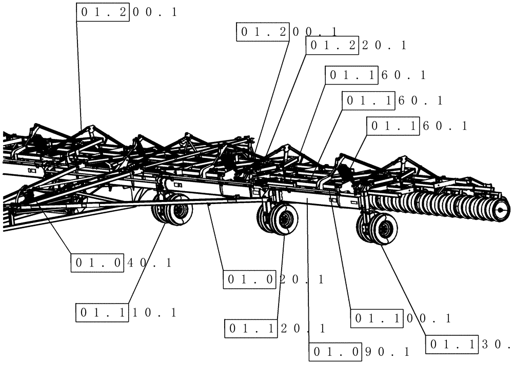 Схема запчастей Case IH ATX700 - (00.010.1) - PICTORIAL INDEX - FRAME COMPONENTS BSN Y8S003250 Feature ID or Serial Number Locations/Publications