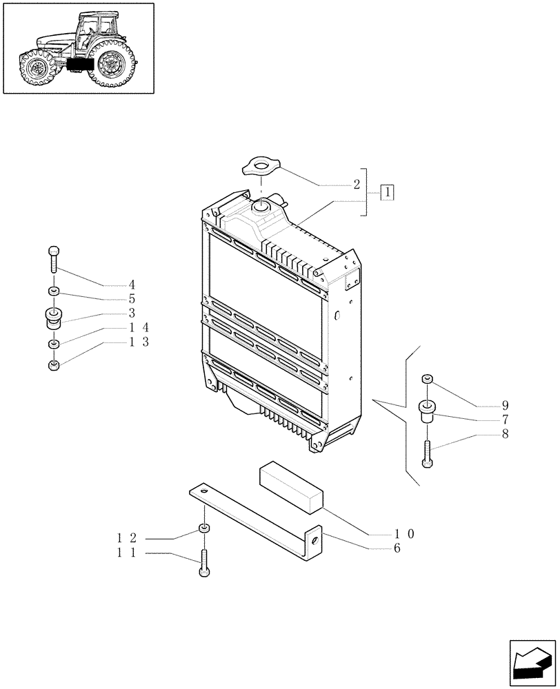 Схема запчастей Case IH MXU110 - (1.17.0[01]) - RADIATOR & RELATED PARTS (02) - ENGINE EQUIPMENT