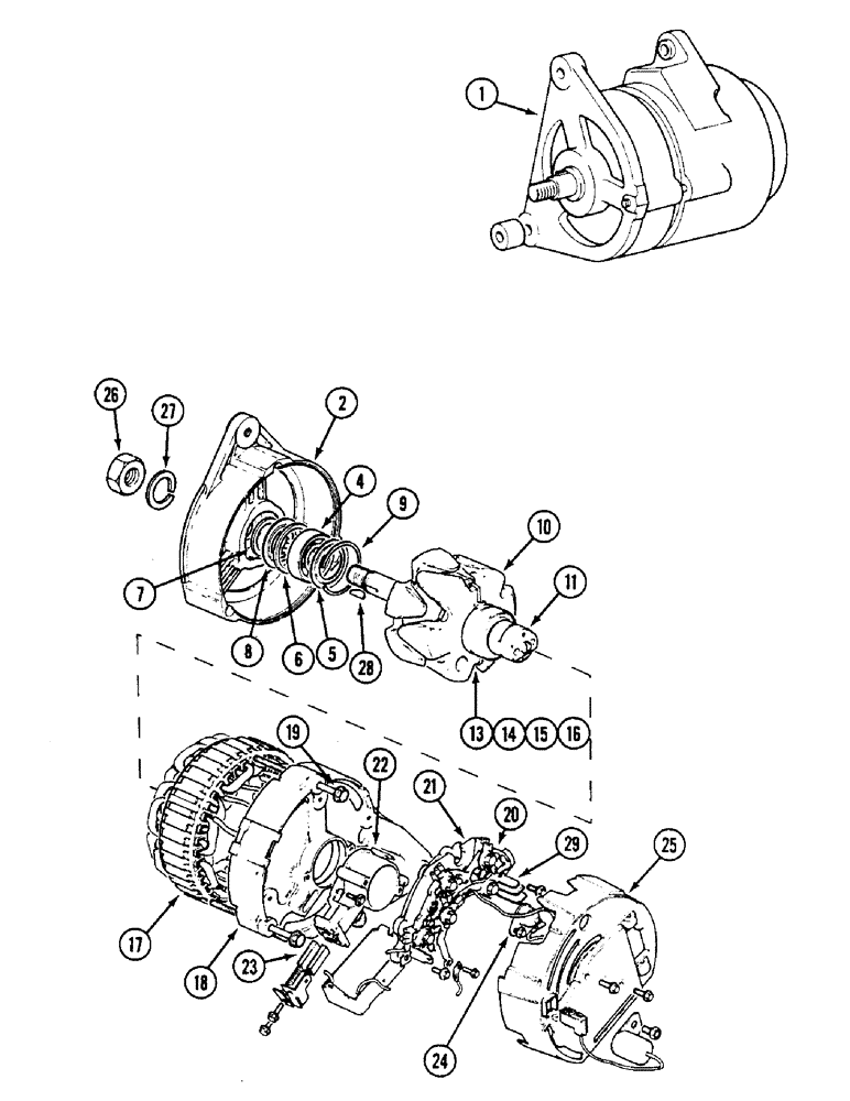 Схема запчастей Case IH 1494 - (4-076) - ALTERNATOR ASSEMBLY, ENGINES PRIOR TO P.I.N. 11430950 (04) - ELECTRICAL SYSTEMS