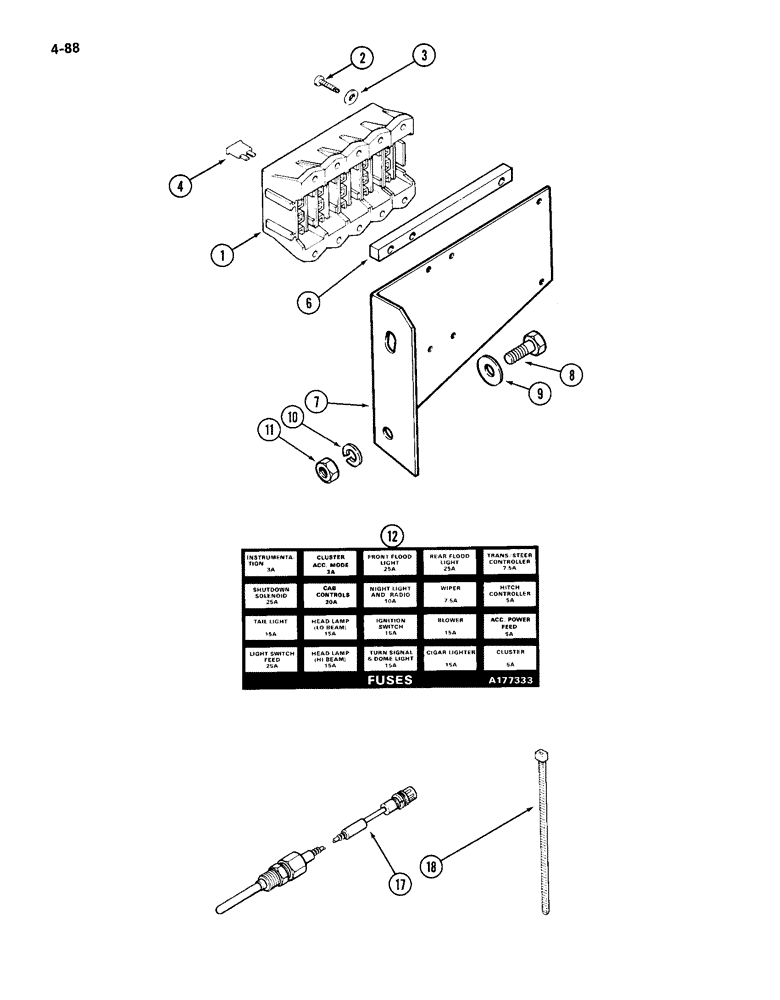 Схема запчастей Case IH 4994 - (4-088) - FUSES AND FUSE HOLDER (04) - ELECTRICAL SYSTEMS