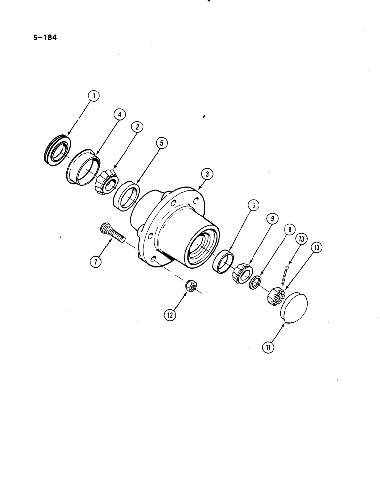 Схема запчастей Case IH 485 - (5-184) - WHEEL HUBS AND CAPS, ADJUSTABLE FRONT AXLE, STRAIGHT AND SWEPT BACK (05) - STEERING