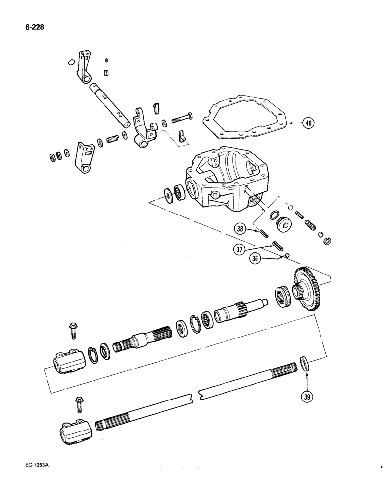 Схема запчастей Case IH 385 - (6-228) - TRANSFER GEARBOX, 4 WHEEL DRIVE, MFD AXLE APL-330, TRACTORS P.I.N. 18001 AND AFTER (CONTD) (06) - POWER TRAIN