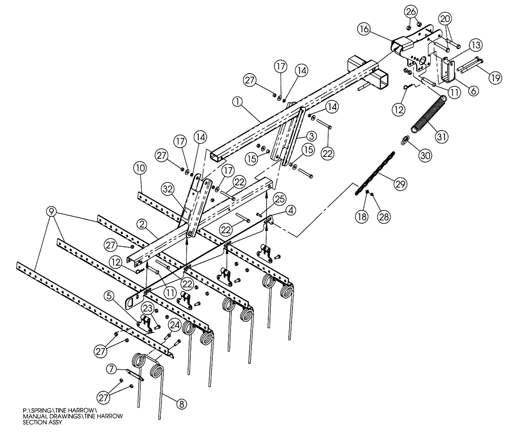 Схема запчастей Case IH TIGER-MATE - (75.200.09) - TIGER TINE HARROW PARTS (75) - SOIL PREPARATION