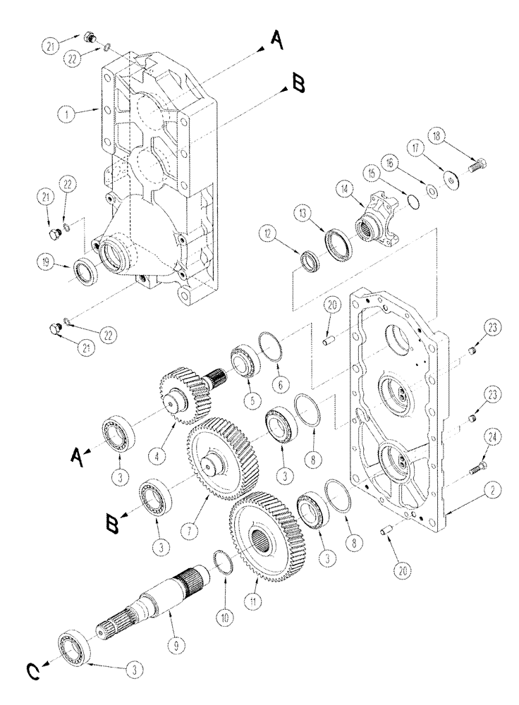 Схема запчастей Case IH STX440 - (06-41) - POWER TAKEOFF TRANSFER CASE ASSEMBLY (06) - POWER TRAIN