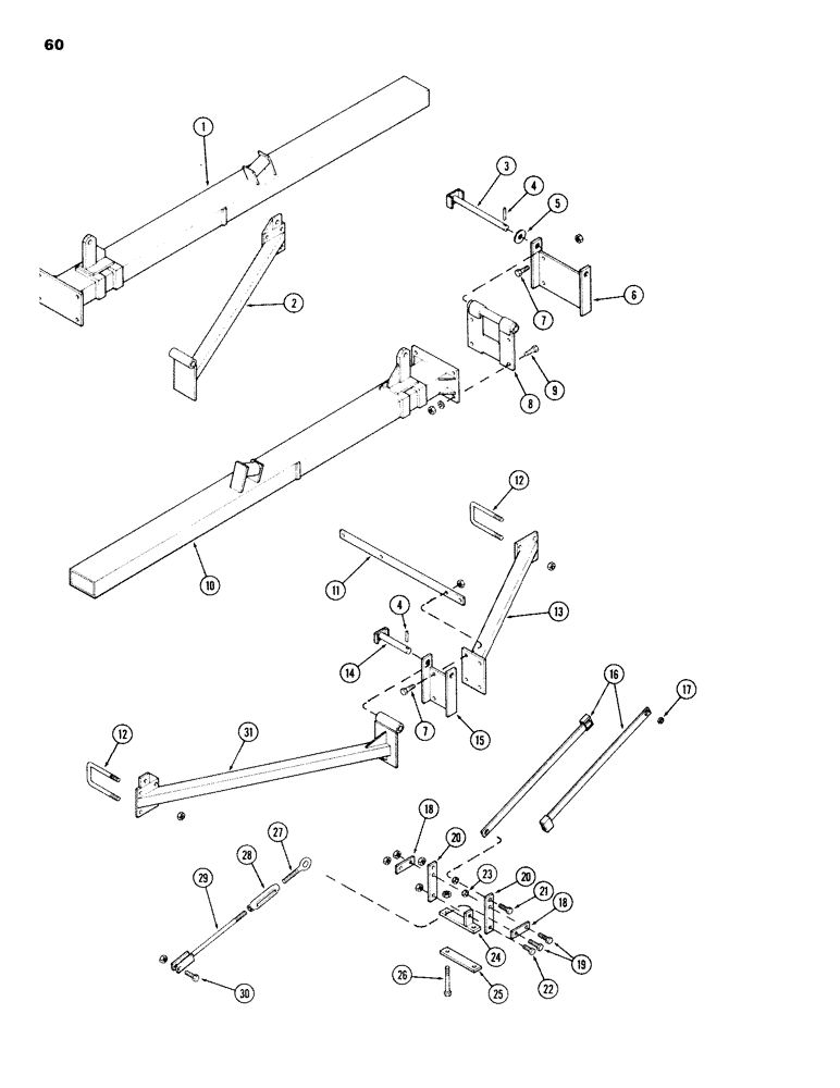 Схема запчастей Case IH 100-SERIES - (60) - WING ASSEMBLY, 180W AND 188 12 WIDE ROW, SN1605900 AND UP 