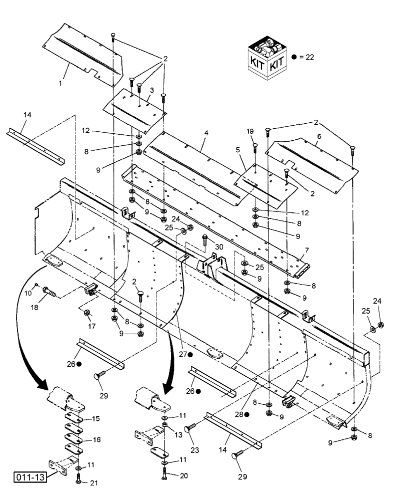 Схема запчастей Case IH RDX161 - (001) - FLOOR, & HEADER CLOSURE KIT (58) - ATTACHMENTS/HEADERS