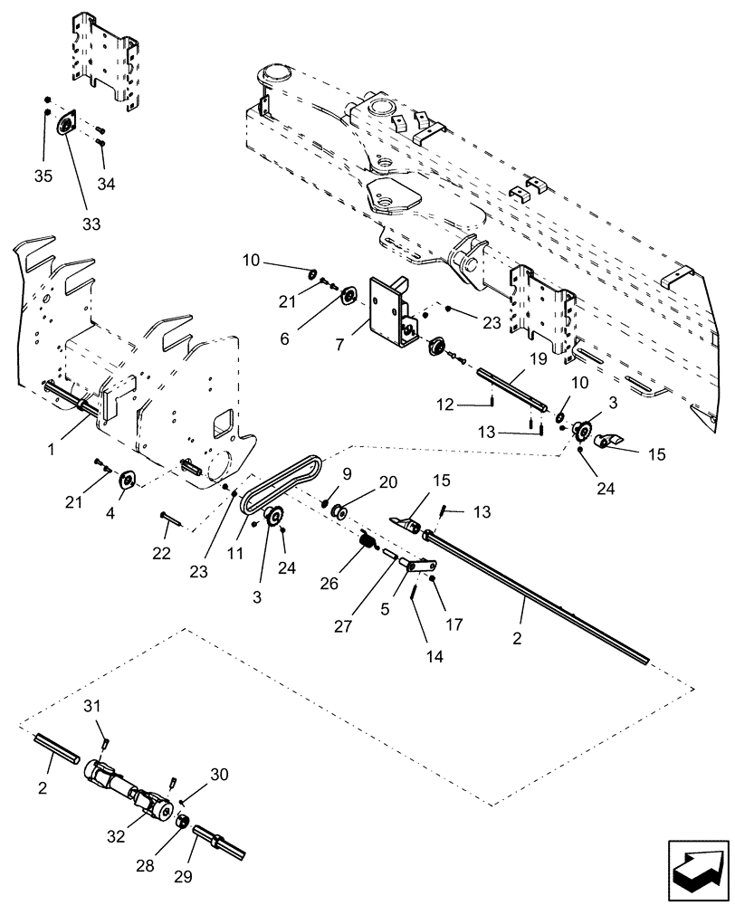 Схема запчастей Case IH 1250 - (75.300.01[01]) - DRIVE - CROSS OVER - 24 ROW (75) - SOIL PREPARATION