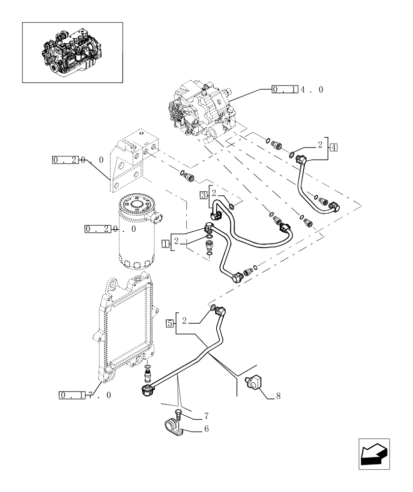 Схема запчастей Case IH F4HE9684D J100 - (0.20.3[01]) - PIPING - FUEL (504087128 - 504092327) 