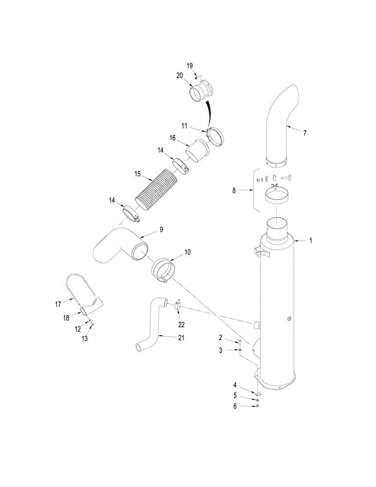 Схема запчастей Case IH STX480 - (02-19) - EXHAUST SYSTEM - WHEEL TRACTOR, 10" MUFFLER, STX & STEIGER 480 / 530 (02) - ENGINE