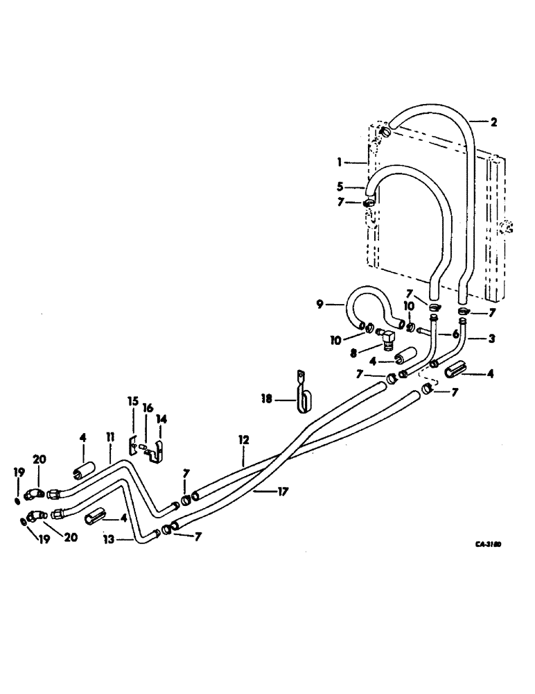 Схема запчастей Case IH HYDRO 86 - (10-12) - HYDRAULICS, OIL COOLER, TUBES AND CONNECTIONS, 666, 70 AND 86 HYDROSTATIC DRIVE TRACTORS (07) - HYDRAULICS