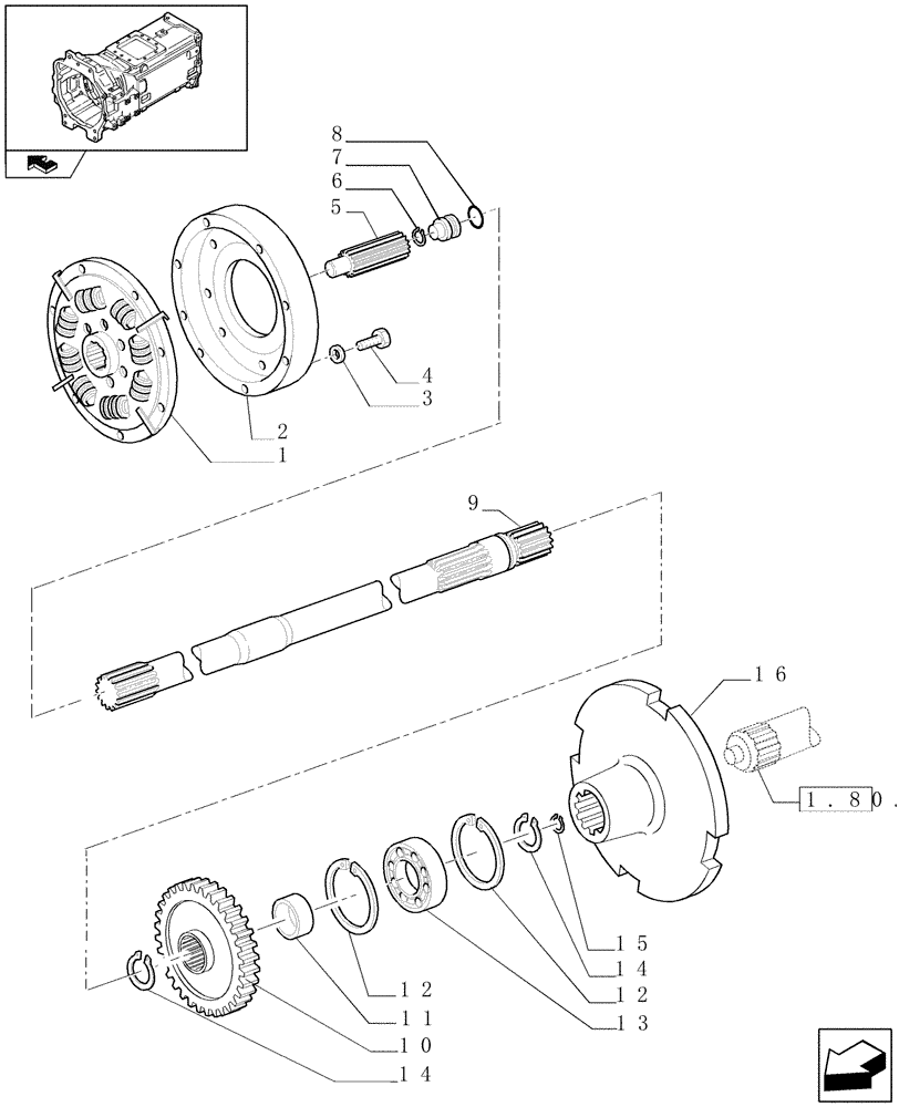 Схема запчастей Case IH PUMA 115 - (1.25.3[01]) - SEMI POWER SHIFT - DAMPER AND TRASMISSION / PTO INPUT SHAFT (03) - TRANSMISSION
