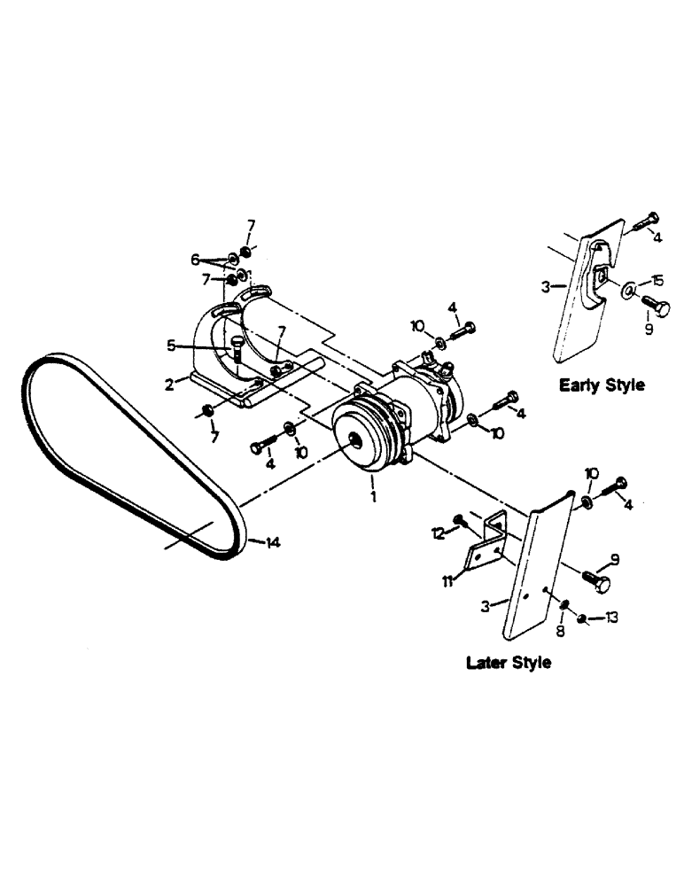 Схема запчастей Case IH 9170 - (03-14) - AIR CONDITIONING COMPRESSOR AND MOUNTING, CUMMINS 855 ENGINE (03) - Climate Control