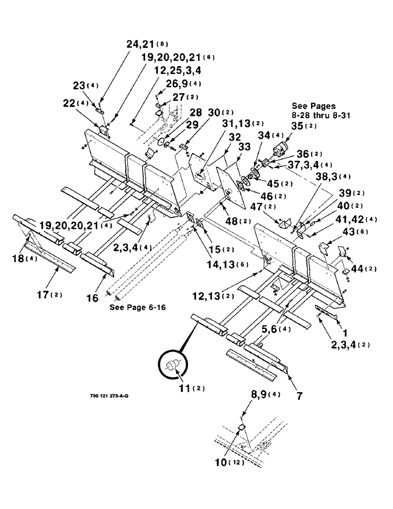 Схема запчастей Case IH 8820 - (6-08) - DRAPER FRAME AND CENTER ROLLER DRIVE ASSEMBLY, 30 FOOT, SERIAL NUMBER CFH0050001 THRU CFH0118075 (09) - CHASSIS