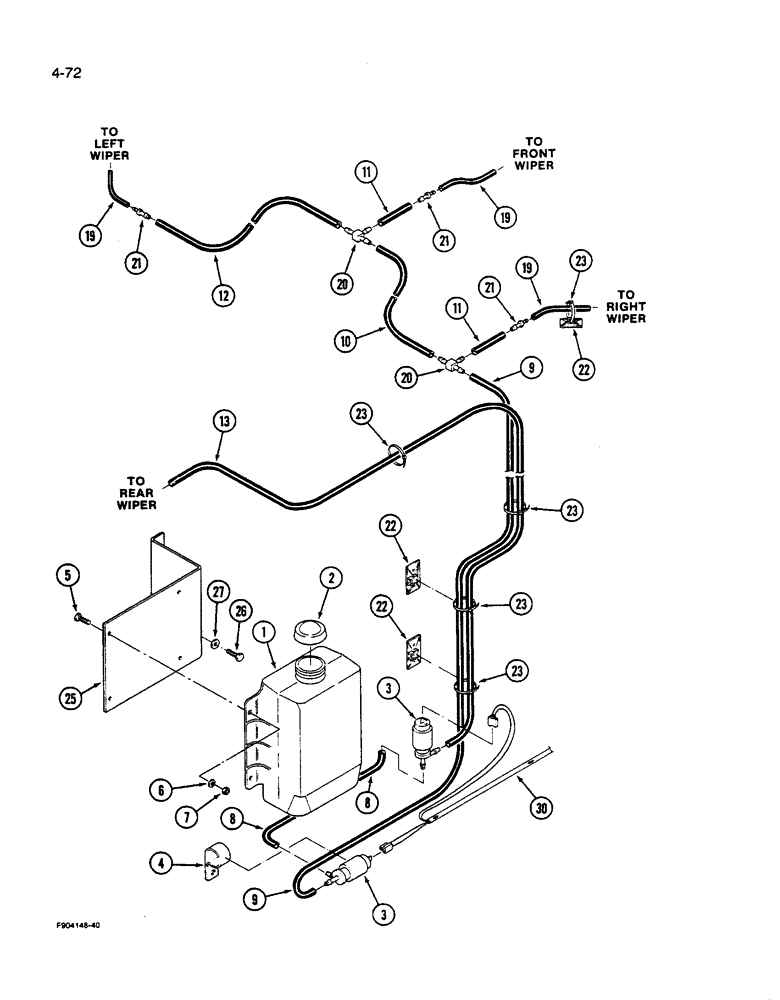 Схема запчастей Case IH 9270 - (4-072) - WINDOW WASHERS IF EQUIPPED (04) - ELECTRICAL SYSTEMS