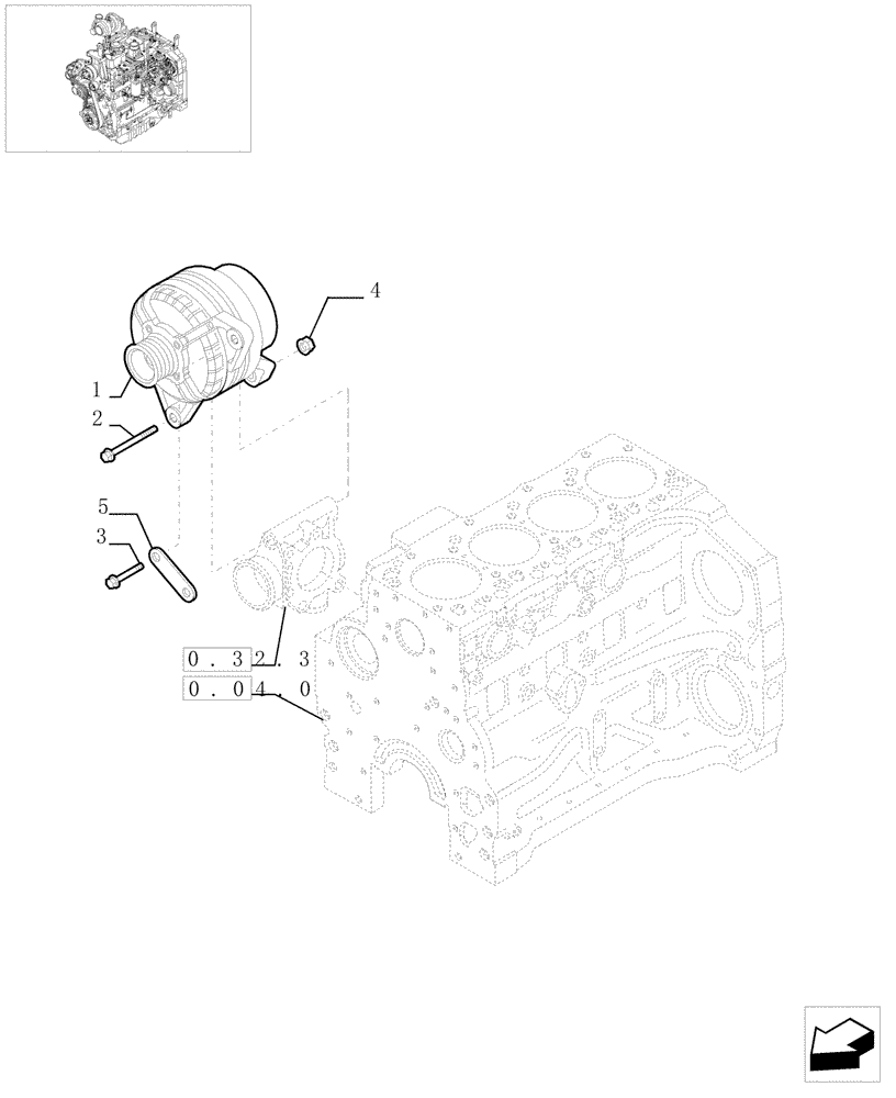 Схема запчастей Case IH MXU110 - (0.40.0) - ALTERNATOR (01) - ENGINE