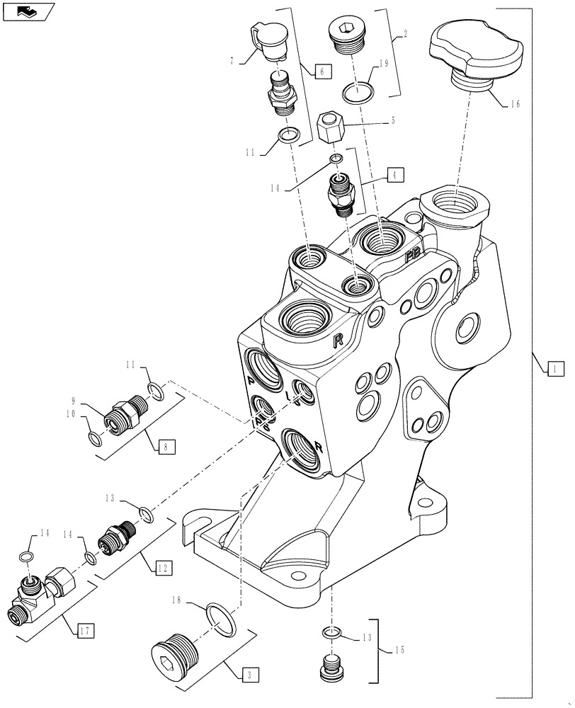 Схема запчастей Case IH MAGNUM 210 - (35.310.01) - MANIFOLD VALVE ASSY - ASN ZCRH01492 (35) - HYDRAULIC SYSTEMS