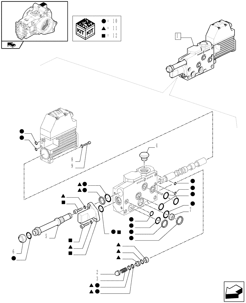 Схема запчастей Case IH PUMA 140 - (1.82.7/11E) - VALVE CONTROL - BREAKDOWN (VAR.330560-330561-330562-332821-333821-334821) (07) - HYDRAULIC SYSTEM