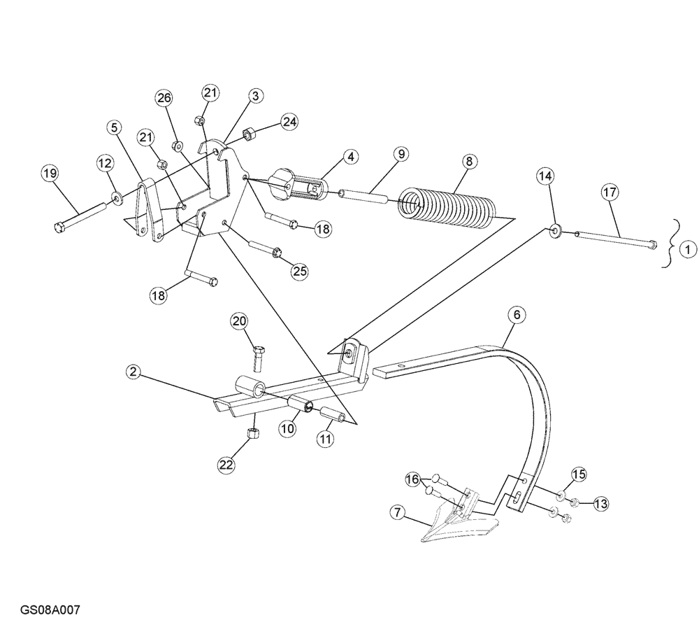 Схема запчастей Case IH 200 - (75.200.01) - TIGERMATE 200 SHANK ASSEMBLY (75) - SOIL PREPARATION