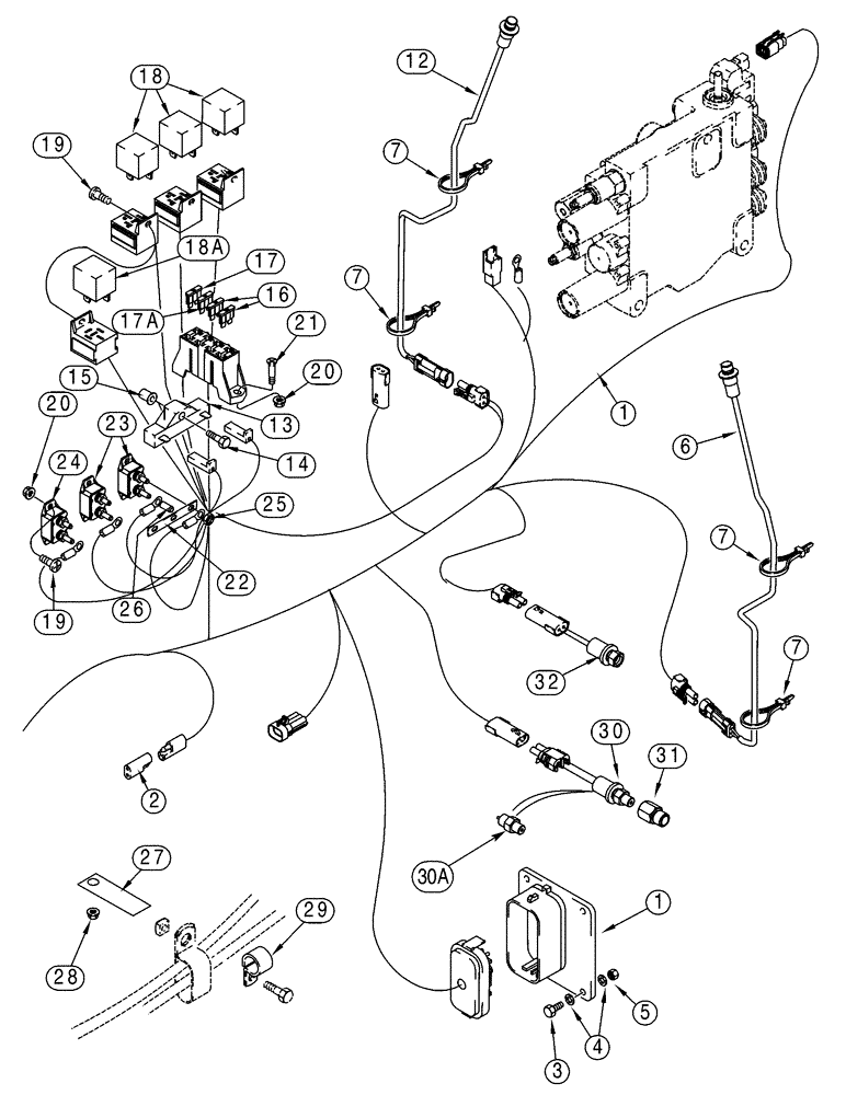 Схема запчастей Case IH 75XT - (04-07) - HARNESS, FRONT - CHASSIS (04) - ELECTRICAL SYSTEMS