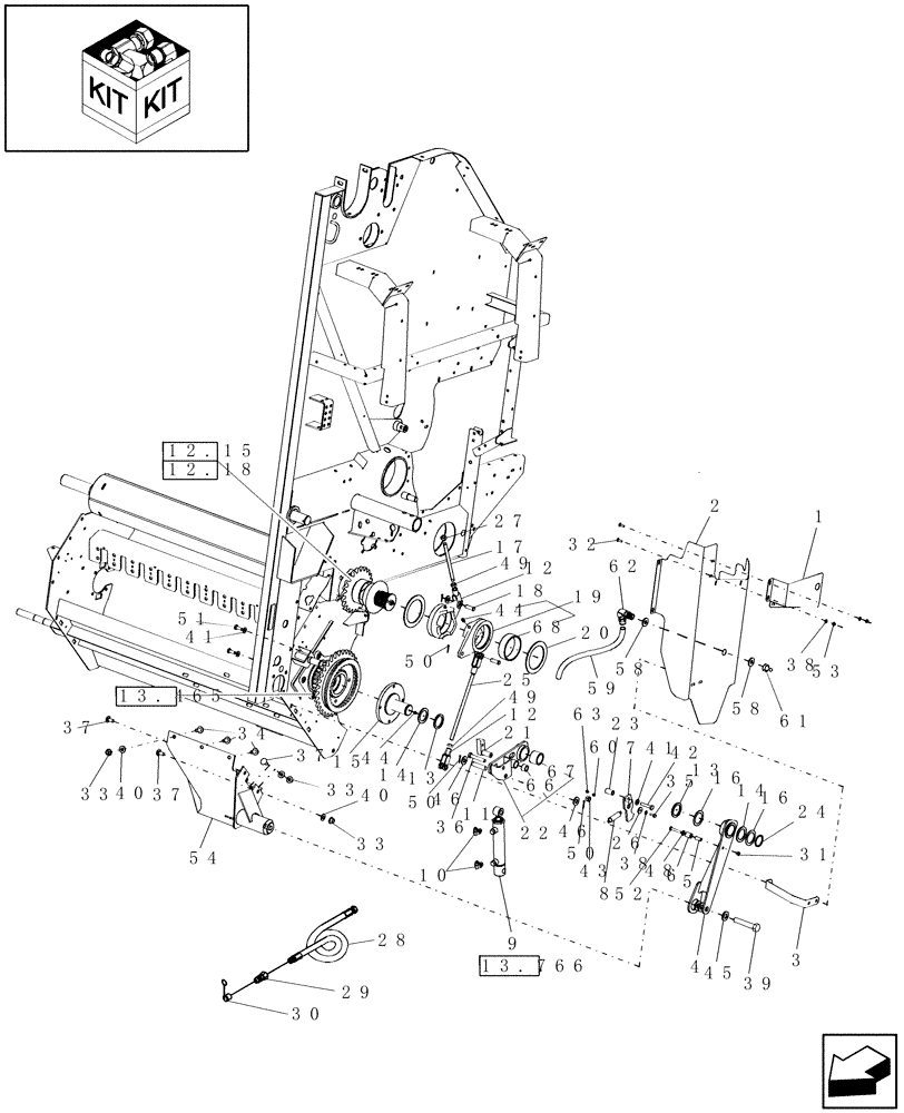 Схема запчастей Case IH RBX452 - (18.98) - HYDRAULIC ROTOR FEEDER REVERSE KIT (18) - ACCESSORIES