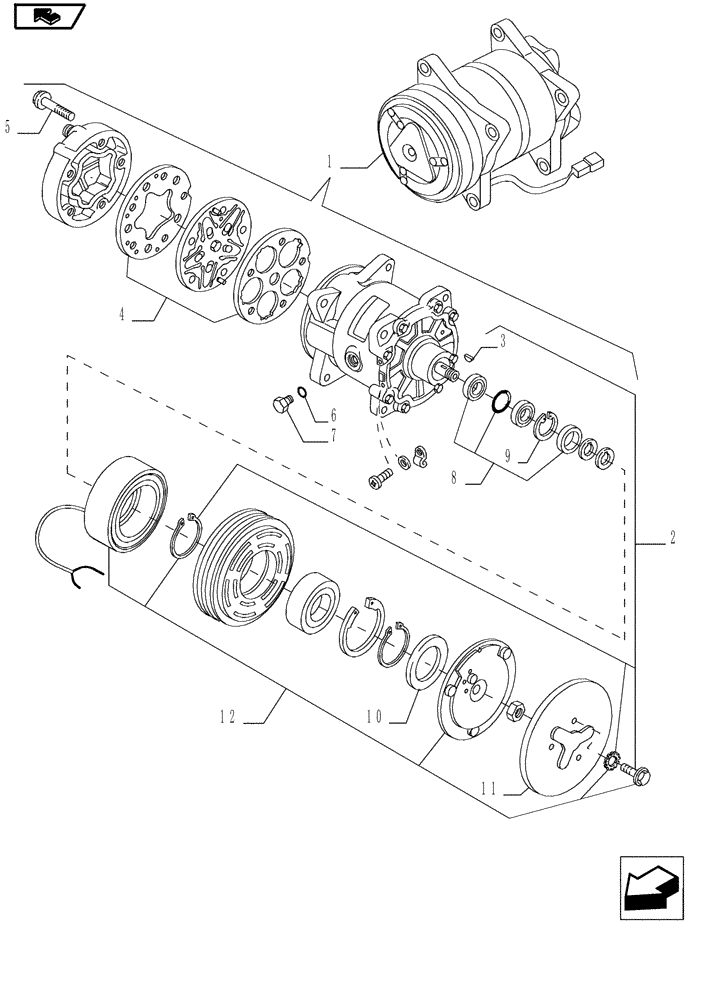Схема запчастей Case IH MAGNUM 190 - (50.200.11) - COMPRESSOR, ASSEMBLY (50) - CAB CLIMATE CONTROL