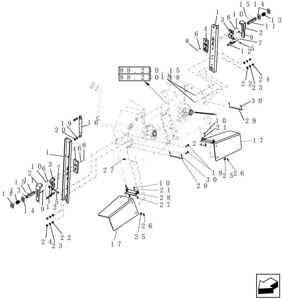 Схема запчастей Case IH 7120 - (88.230.13) - DIA HARVEST KIT, STRAW SPREADER SUPPORT & DEFLECTORS (88) - ACCESSORIES