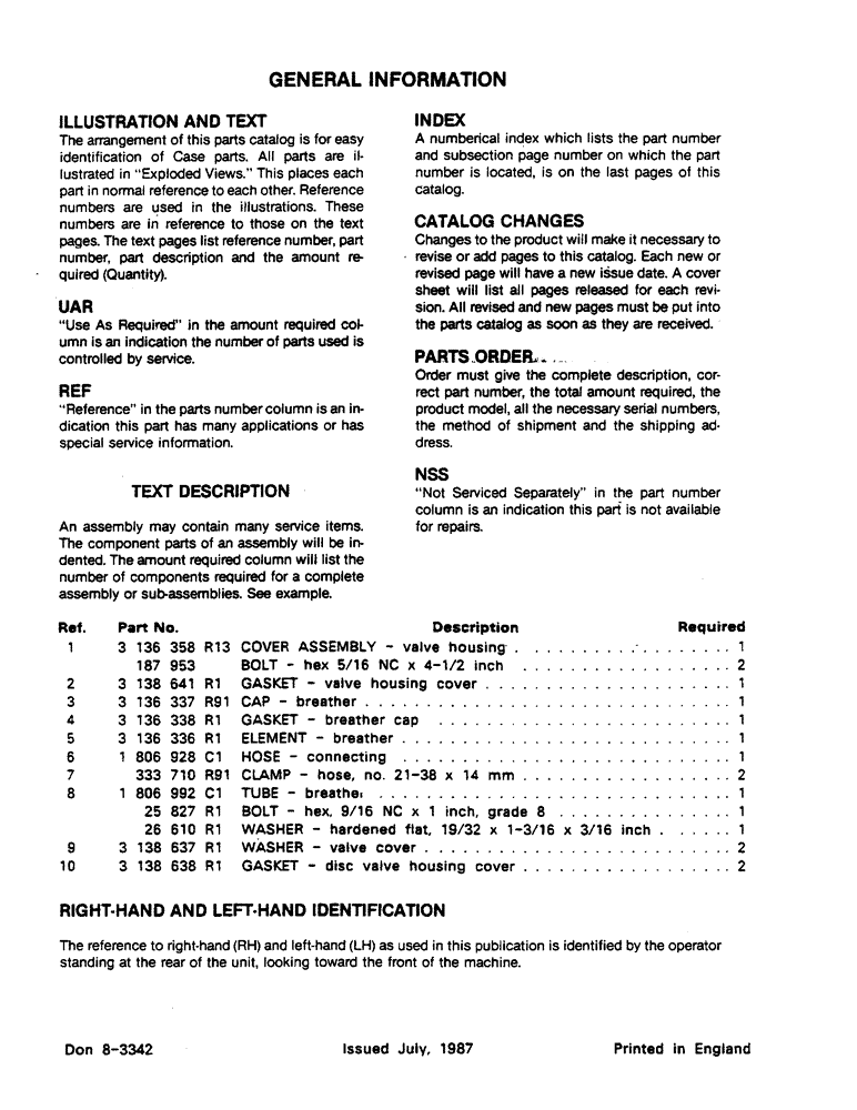 Схема запчастей Case IH 485 - (1-004) - GENERAL INFORMATION (00) - PICTORIAL INDEX
