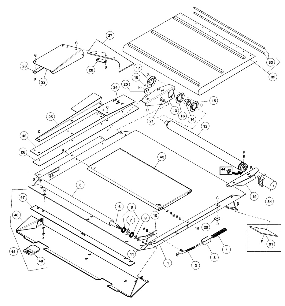 Схема запчастей Case IH 1052 - (09-50) - COMBINE ADAPTER FEED DRAPER ASN CCC0012343 (09) - CHASSIS