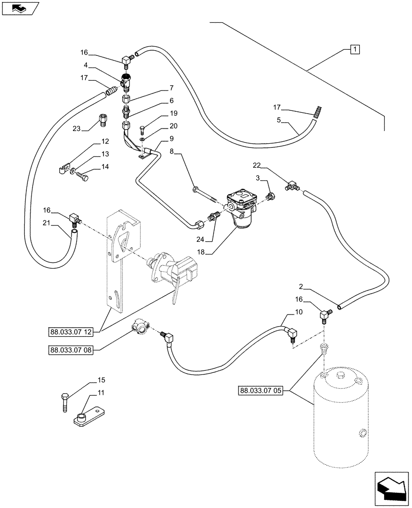 Схема запчастей Case IH PUMA 185 - (88.033.07[06]) - DIA KIT - PNEUMATIC TRAILER BRAKE (ITALY) - PIPES (88) - ACCESSORIES