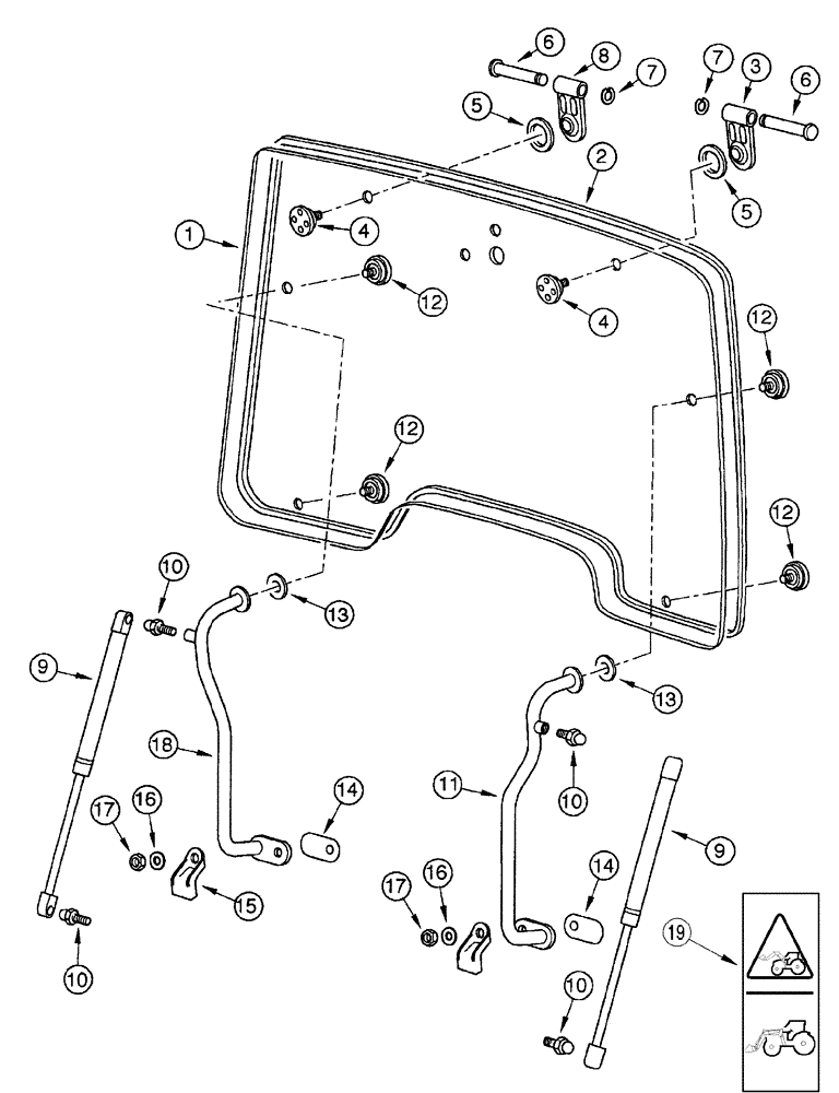 Схема запчастей Case IH CX60 - (09-31) - OPENING WINDSHIELD (09) - CHASSIS/ATTACHMENTS