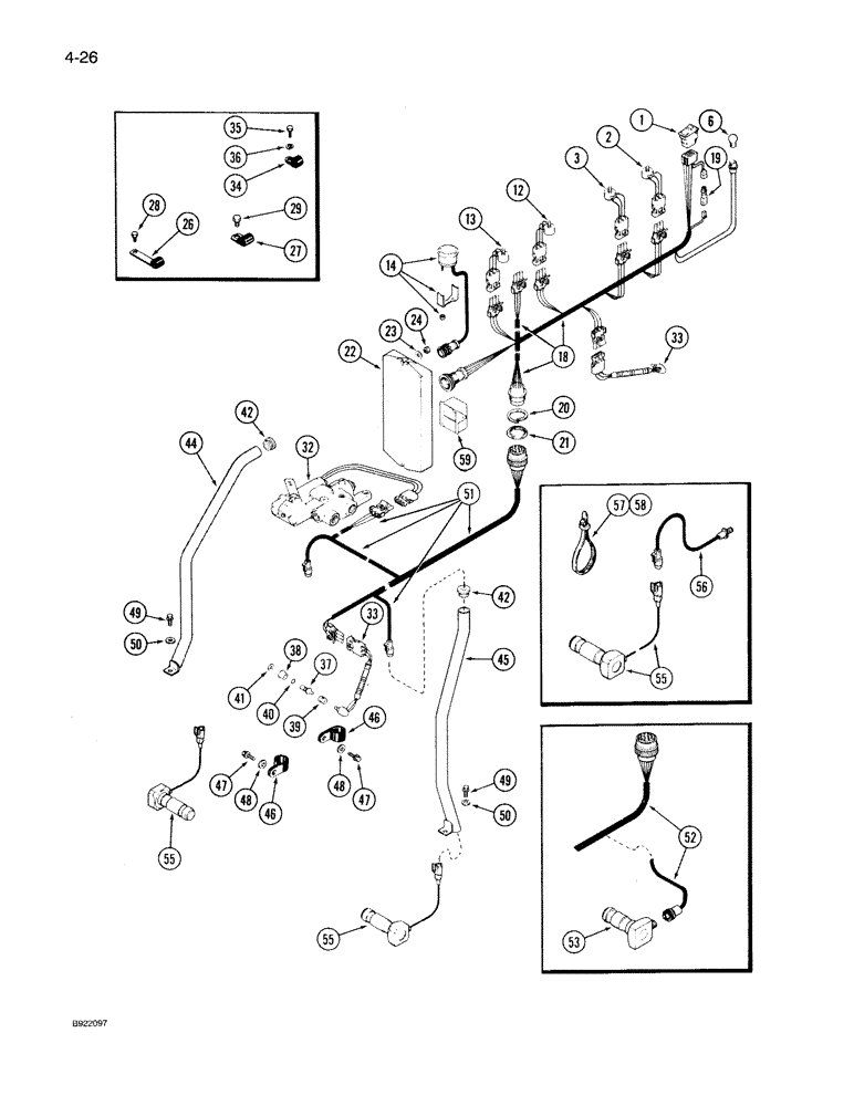 Схема запчастей Case IH 7130 - (4-026) - HITCH CONTROL HARNESSES, PRIOR TO TRANSMISSION S/N AJB0053291 (04) - ELECTRICAL SYSTEMS