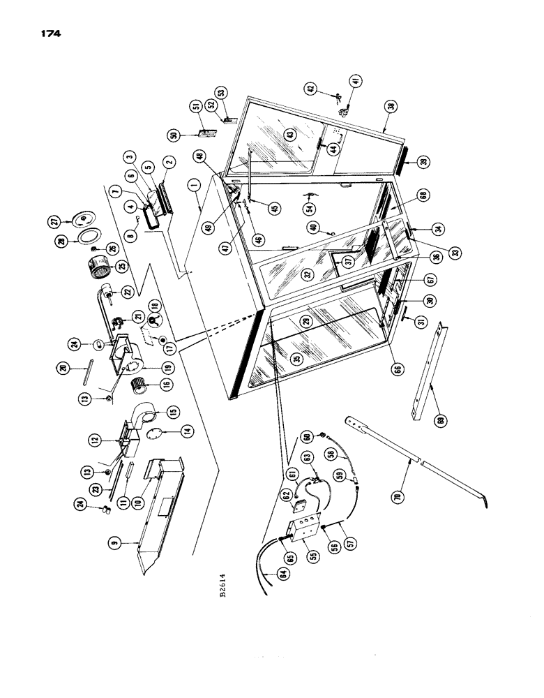 Схема запчастей Case IH 1660 - (174) - OPERATORS CAB (90) - PLATFORM, CAB, BODYWORK AND DECALS