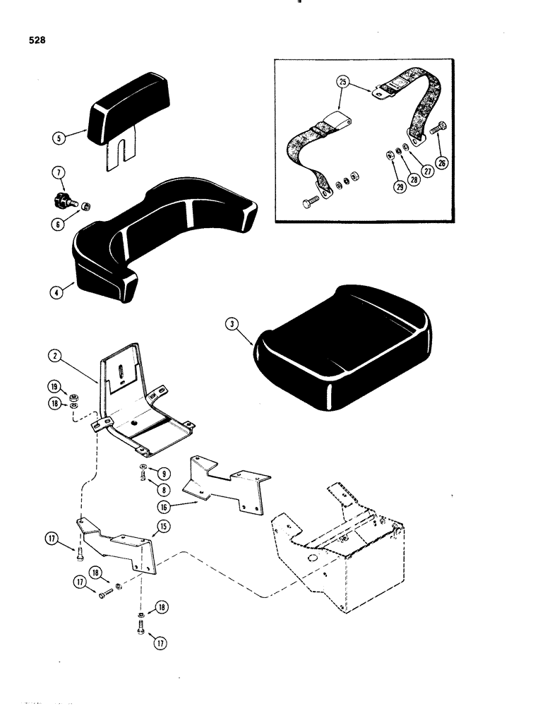 Схема запчастей Case IH 1070 - (0528) - SERIES 30 SEAT, USED TRACTOR SERIAL NUMBERS 8736722 TO 8802110 (09) - CHASSIS/ATTACHMENTS