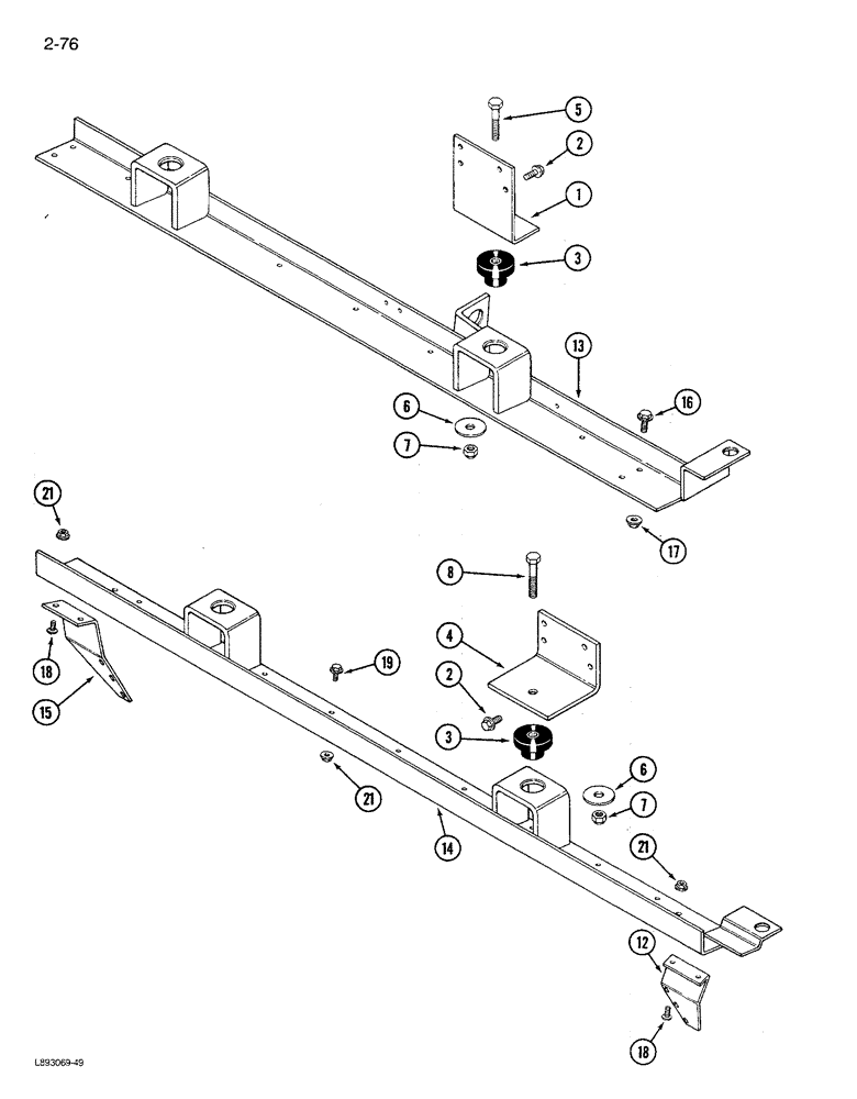 Схема запчастей Case IH 1680 - (2-076) - ENGINE RAILS AND SUPPORTS (01) - ENGINE