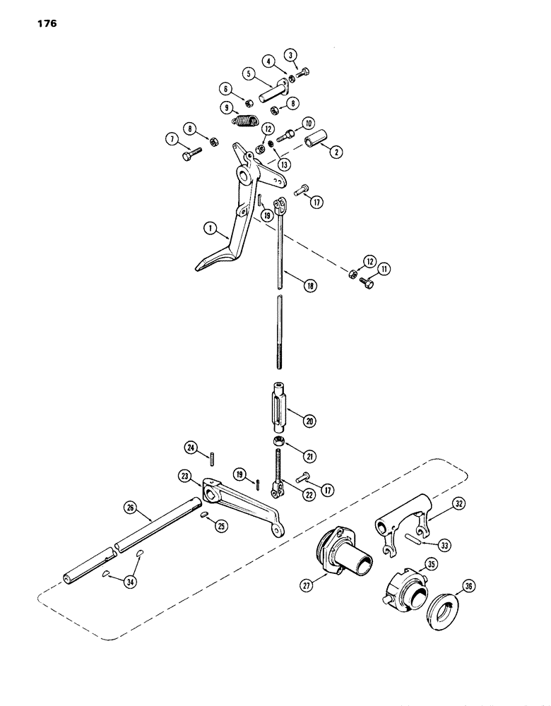Схема запчастей Case IH 870 - (176) - CLUTCH CONTROLS, MECHANICAL SHIFT (06) - POWER TRAIN