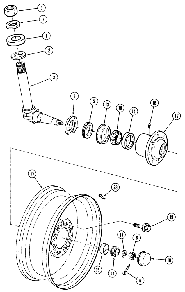 Схема запчастей Case IH 2366 - (05-12) - AXLE, ADJUSTABLE - STEERING KNUCKLE, HUB AND WHEELS - BSN JJC0252949 (04) - STEERING
