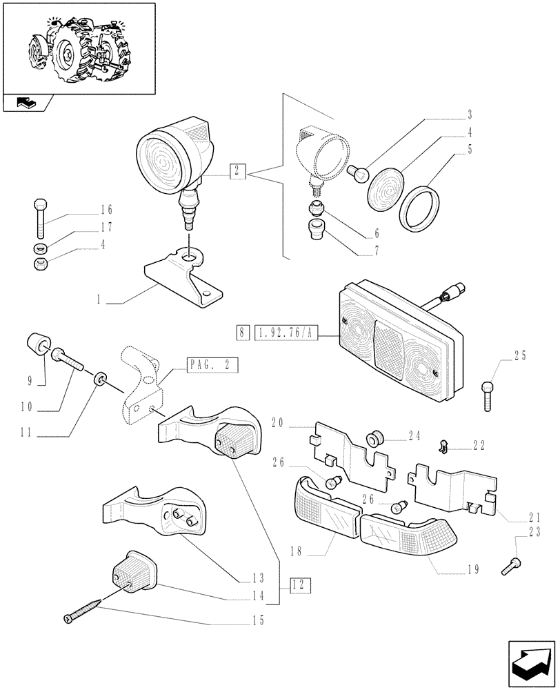 Схема запчастей Case IH FARMALL 85C - (1.75.6[01]) - LIGHTING COMPONENTS - L/CAB (06) - ELECTRICAL SYSTEMS