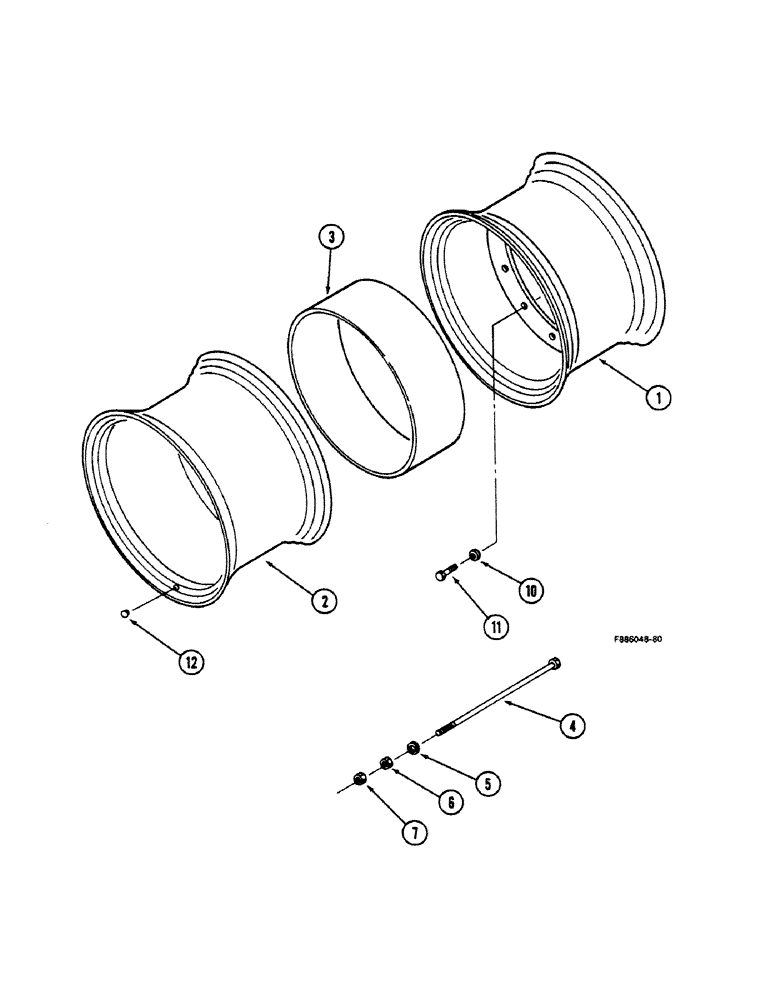 Схема запчастей Case IH 9150 - (6-096) - WHEELS, WITH SPACER BAND DUALS, K598.60/70 AXLE AND K592 AXLE (06) - POWER TRAIN
