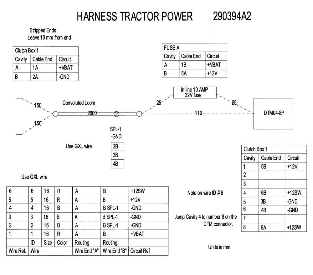 Схема запчастей Case IH 1124 - (E49) - HARNESS TRACTOR POWER SCHEMATIC 290394A2 