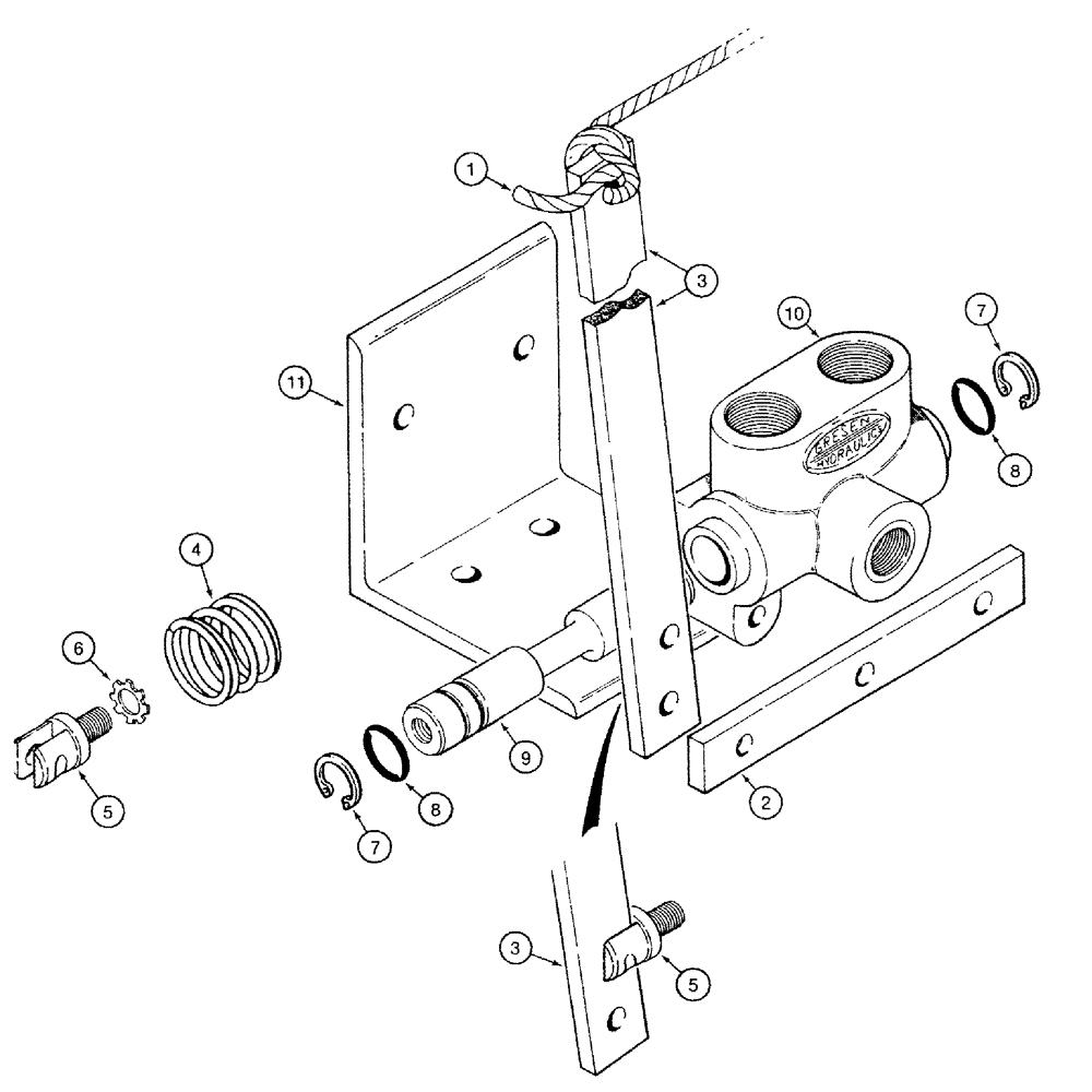 Схема запчастей Case IH 485 - (8-05) - DIVERSION VALVE AND LINKAGE (08) - HYDRAULICS