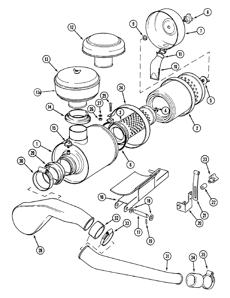 Схема запчастей Case IH 1594 - (2-10) - AIR CLEANER AND TUBES (02) - ENGINE