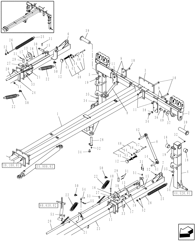 Схема запчастей Case IH WRX201 - (39.100.05) - FRAME, REAR (39) - FRAMES AND BALLASTING